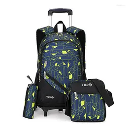 バックパックkuzai Men Trolley SchoolBag luggage Book Bags最新の取り外し可能な男性の旅行2/6ホイールステア