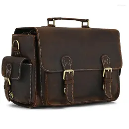 Mochila Crazy Horse Couro Bolsa De Ombro Sacos De Câmera Vintage Moda Masculina Vídeo Crossbody Homem Para Ao Ar Livre