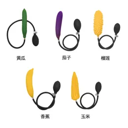 Vibrators Inflatabe Cute Vegetable Fruit Dildo with Detachable Air Pump Silicone Penis Flexible Size for Women Sex Play 230824