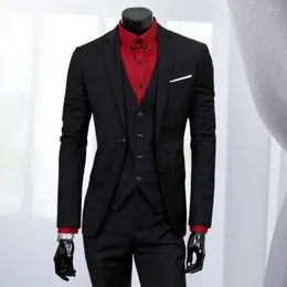 Men's Suits Terrific Formal Suit Soft Fabric Pure Color Wear-resistant Turn-down Collar Wedding Set Separates Slim Fit