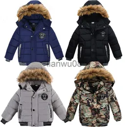 Para baixo casaco bebê snowsuit meninos bolso destacável com capuz tops crianças zíper quente outerwear crianças algodão acolchoado roupas espessadas jaqueta 26t x0825