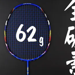 Badminton Rackets Ultra Light 8U 62G Carbon Fiber Professional Offensive Type Racket med strängar Väskor G5 Padel Sports 230824