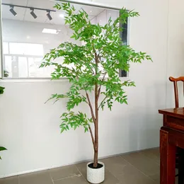 Flores decorativas 1pc simulação folhas de bambu nantian ramo vaso arranjo de flores falso ramos de árvore planta artificial decoração para casa