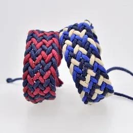 Charm Bracelets 3pcs Ethnic Folk Cotton And Linen Bracelet With 7 Colors Mixed Weaving 23mm Wide Retro Handmade Cord Hippie