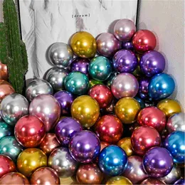 50pcs 5inch krom metalik lateks balonlar altın gümüş yuvarlak metal balonlar doğum günü partisi şişme globos düğün dekor malzemeleri hkd230825 hkd230825