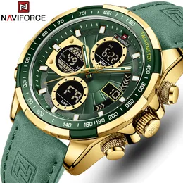 Wristwatches NAVIFORCE Watches for Men Leather Mens Military Sport Waterproof Watch Quartz WristWatch Chronograph Male Clock 230825