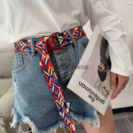 Belts Trendy Double Ring Canvas Belt Men and Women Students Couple Casual Youth Jeans Accessories Classic Splicing Cloth Belts L0825