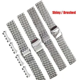 Watch Bands 20mm 22mm Stainless Steel Bead of Rice Universal Straight Curved End Band Strap Bracelet Fit for RLX SKX 230824