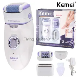 Kemei 3in1 electric epilator for women shaver leg body hair removal facial lady bikini trimmer epilator for face rechargeable HKD230825