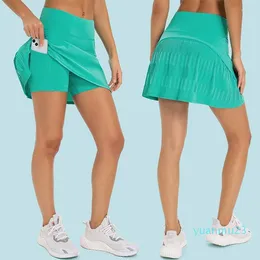 Shorts de corrida Shinbene leve saia de tênis plissada cintura alta treino skorts saias de badminton com bolsos para mulheres