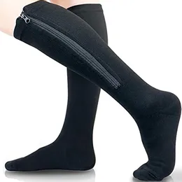 Sportsocken Brothock Reißverschluss Kompression Damen Herren Hohe Elastizität Nylon geschlossener Zehendruckstrumpf für Ödeme Krampfadern 230824