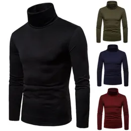 Męskie swetry Zimowe jesieni męskie swetry dzianinowe pullover golar z długim rękawem zwykła stretch bluzka Koszula męska Top Slim Fit Sweter 230824