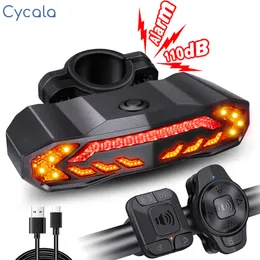 Światła rowerowe Cycala Rower Light Alarm Wodoodporne ładowce rowerowe Sygnał Sygnał Lampa Ostrzeżenie Auto Hamulowanie 230824