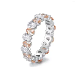 Anéis de cluster 925 prata esterlina elegante champanhe com anel delicado de cor de pêra faz um dedo de zircão romântico feliz para mulheres delica