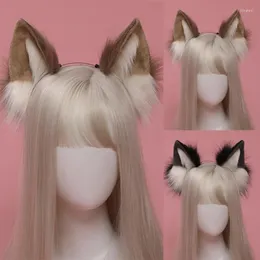 Party Supplies Cosplay Furry Animal Dog Ears Hair Hoop Lolita Costume Långt päls Huvudstycke för Halloween -dekoration