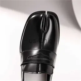 Dress Shoes Dress Shoe Split Toe Tabi Real Cow Leather Loafers British Style Luxury Brand Genuine Ninja Pumps 3cm Heel Woman Mens 230321 J230825