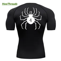 T-shirt da uomo Camicie a compressione con stampa ragno per uomo Palestra Allenamento Fitness Canottiere Manica corta T-shirt atletica ad asciugatura rapida Top Abbigliamento sportivo 230825