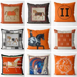 Designer Luxury Modern Backrest Simple Living Room Orange Pillowcase American Style Horse Sofa LargeCcushion Waist Pillow size:45x45cm