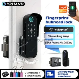 Tuya Smart lock Waterproof Wifi Fingerprint Rim Lock Smart Card Digital Code Electronic Door Lock For Home Security Mortise HKD230825