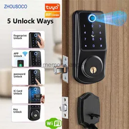 Приложение Tuya Wi -Fi Smart Door Lock отпечатка отпечатка пальца биометрическая цифровая карта пароля кода без ключа в запись Электронная блокировка для домашней квартиры HKD230825