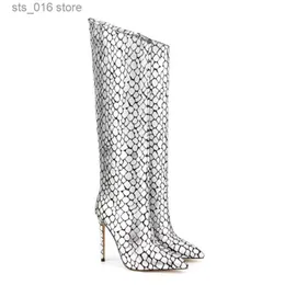 Boots 2023 New Sexy Women's Boots Stone Pattern Gorgeous Colorful High-heeled Boots Fashion Nightclub Party Women's Boots T230824