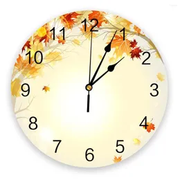 Zegary ścienne jesienne piękno upalane liście żółte ciepło duży zegar jadący restauracja