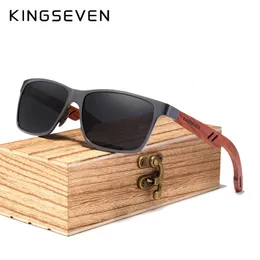 النظارات الشمسية Kingseven Retro Women’s Glasses Designer Grands Sunglasses Men Gen Vintage Aluminumwood Sun Glasses for Men with Wood Case 230824