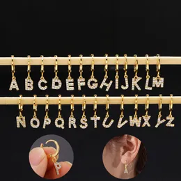 Hoop Huggie DODOAI A Z 6mm Custom Initial Earrings Letter Micro encrusted Zircon Alphabet Small For Kids And Women 230824