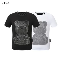 플레인 베어 티셔츠 셔츠 남성 디자이너 Tshirts 브랜드 의류 모조 다이아몬드 PP 두개골 남자 티셔츠 라운드 넥 SS 두개골 힙합 티셔츠 탑 티 16660