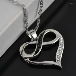 Pendant Necklaces Exquisite Silver Plated Infinity Heart Necklace Black/White Zircon Crystal Bridal Wedding Jewelry Lover Gifts For Women