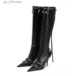 Boots Paris Station Fashion Women's Boots Pointed Toe High Heel Boots Sexy Motorcycle Boots Four Seasons Party Over Knee Boots T230824