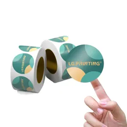 Etiquetas de logotipo impressas personalizadas para embalagens de vinil à prova d'água para impressão de etiquetas em rolo de etiquetas redondas para atacado