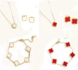 Designer clássico 4 trevo de quatro folhas design de luxo colar jóias pingente colares pulseira brinco para mulheres presentes terno de três peças sem caixa