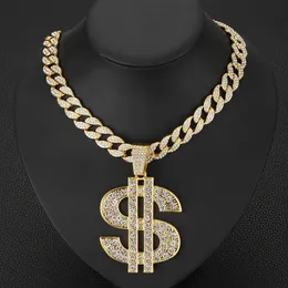 Европейское и американское ожерелье хип-хопа 20 мм с полной алмазной крупной золотой цепью и преувеличенной кубинской цепной цепной сети