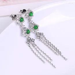 Dangle Earrings Classic Tassels Delicate Green For Women Natural An Jade Long Luxurious Stud Earings Engagement Jewelry