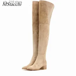 Faux Mid-heel Autumn Toe Women Round Over-the-knee Winter Side Zipper Plush Botas Mujer Classics Suede Thigh High Boots T230824 795