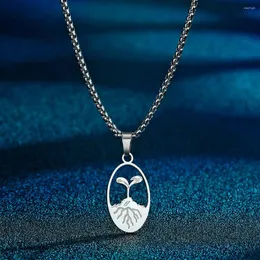 Pendant Necklaces Todorova Stainless Steel Tiny Leaf Sprout Necklace For Women Men Cute Charm Little Plant Jewelry Gift