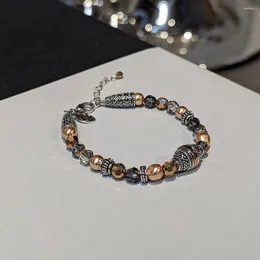 Charmarmband unik grå kristall för kvinna antik guldfärg boho stil etniska armband vintage smycken