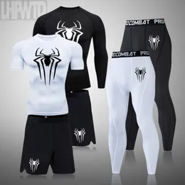 Men's Tracksuits Men Compression Set MMA Long Sleeve T-shirt Men's Tight Pants Fitness Bodybuilding Clothes Top Rashguard Sport Suit Men 230825