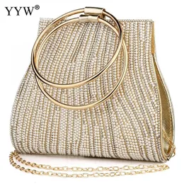 Kvällspåsar SAC En Main Femme Women Circle Ring Purse och Handbag Beaded Women's Shoulder Bag Luxury Designer 230905