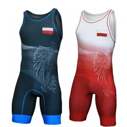 Outdoor T-Shirts Poland Flag Wrestling Singlet Bodysuit Leotard Outfit Underwear GYM Sleeveless Triathlon PowerLifting Clothing Swimming Running 230825