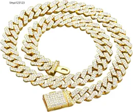 Xikui Men's Ice Crystal Sier Plated Miami Cuban Necklace Shiny Diamond Chain 18/20/22/24 Inch Long Hip Hop Jewelry Zinc Rhinestone