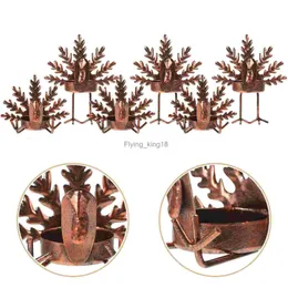 6 Pcs Turkey Holder Thanksgiving Tea Light Decor Candlestick Dinning Table Ornament Iron Ornaments Christmas HKD230825