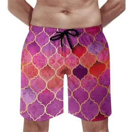 Shorts masculinos rosa placa verão mozaik morroco surf praia calças curtas homens confortáveis moda personalizado plus size troncos