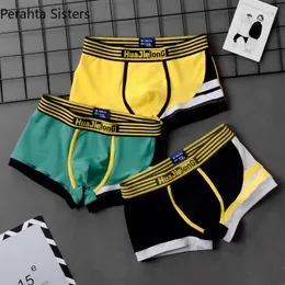 Underpants 3PcsLot Men Boxer Fashion Cotton Underwear Stripe Patchwork Color Youth Men's Panties High Quality Luxury Man 230824