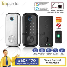 Tuya Zigbee Door Deadbolt Locks Biometric Fingerprint Lock password code Smart Entry Home App Unlock Digital Intelligent Lock HKD230825