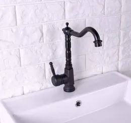 Rubinetti della cucina Ottone lucidato a olio nero Maniglia monocomando Bocca girevole Rubinetto per lavabo Rubinetto miscelatore freddo Asf123