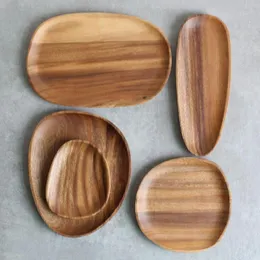 Plates Irregular Acacia Wooden Plate For Snack/Cake/Bread/Fruit Coffee Friendly Storage Wood Serving Tray Home/el/restaurant