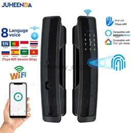 Fully Automatic Smart Lock Tuya Wifi Biometric Digital Keyless Home Entry Door Lock Fingerprint/Password/Card/App Remote Unlock HKD230825