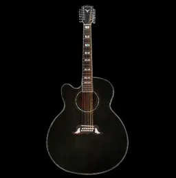 Özel Jumbo Vücut Sol 12 String Alevli Akçaağaç Gitar Kesme Akustik Elektro Gitar